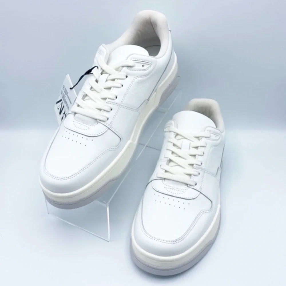 NWT. Zara Men's White Leather Uniform Sneakers. Size 8, 9, 13.